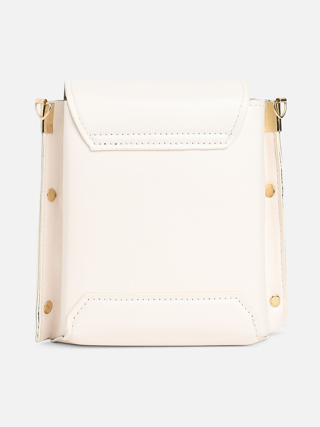 White Printed Vegan Leather Sling Bag