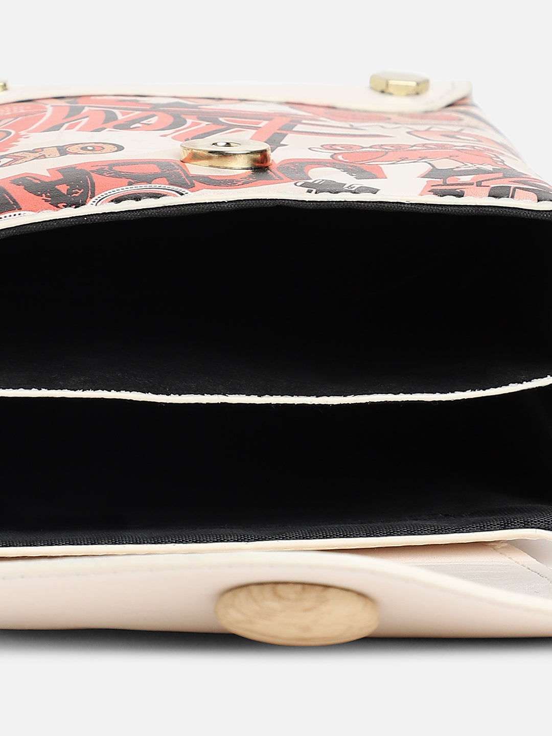 White Printed Vegan Leather Sling Bag