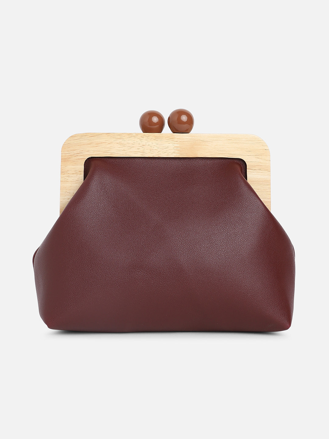 Brown Solid Vegan Leather Handbag