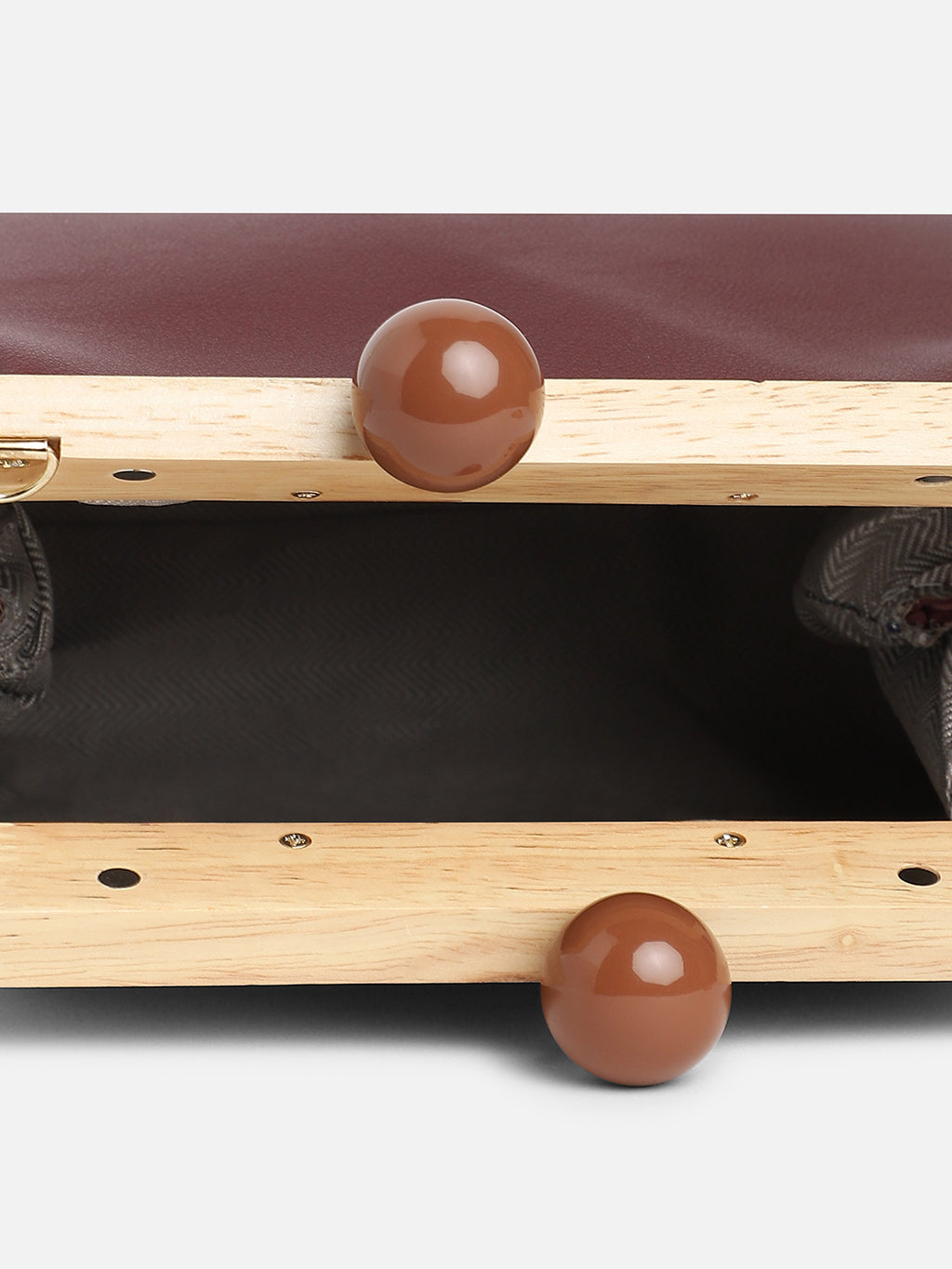 Brown Solid Vegan Leather Handbag