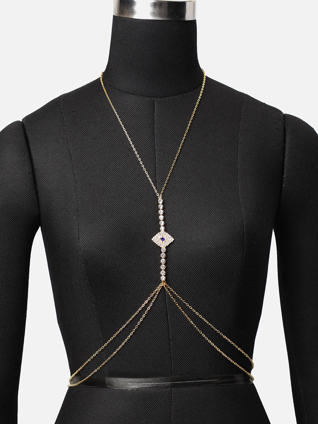 Sohi Eccentric Party Fancied Gem Studded Gold Plated Body Chain