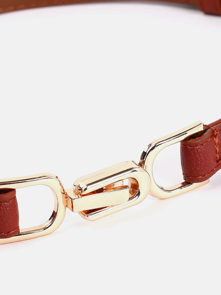 WOMEN BROWN TEXTURED BELT