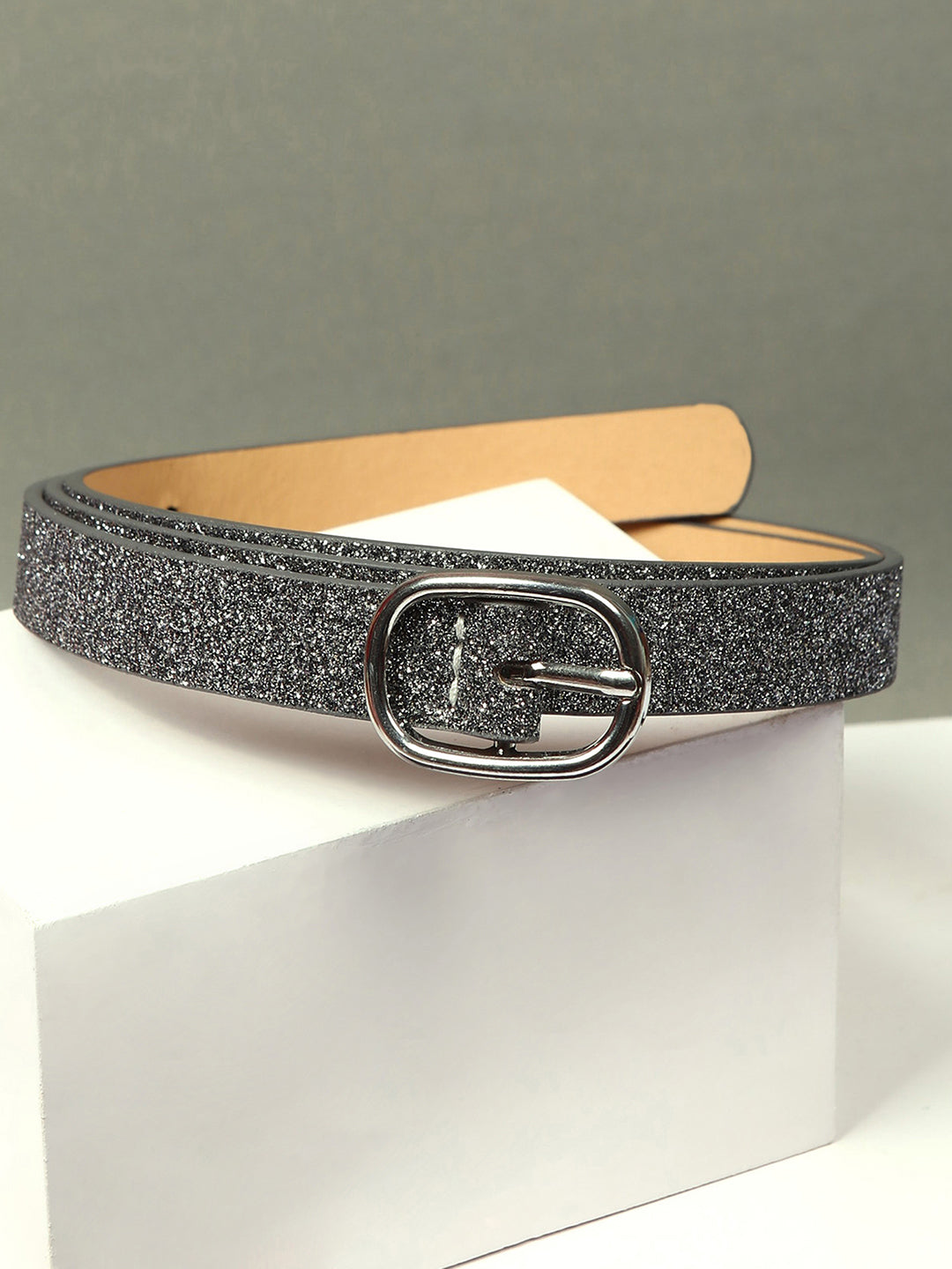 Black Textured Shimmer Belt
