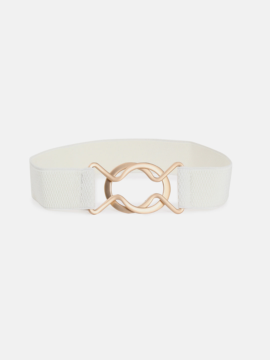 White Gold-Toned Solid Stretchable Belt