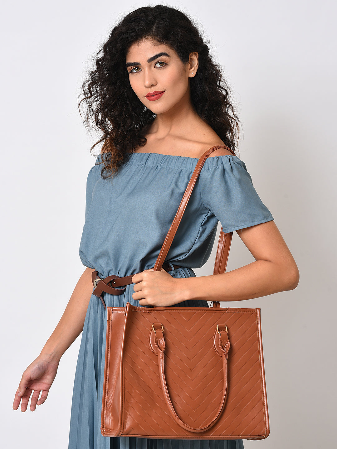 Diagonal Delight Brown Tote Bag