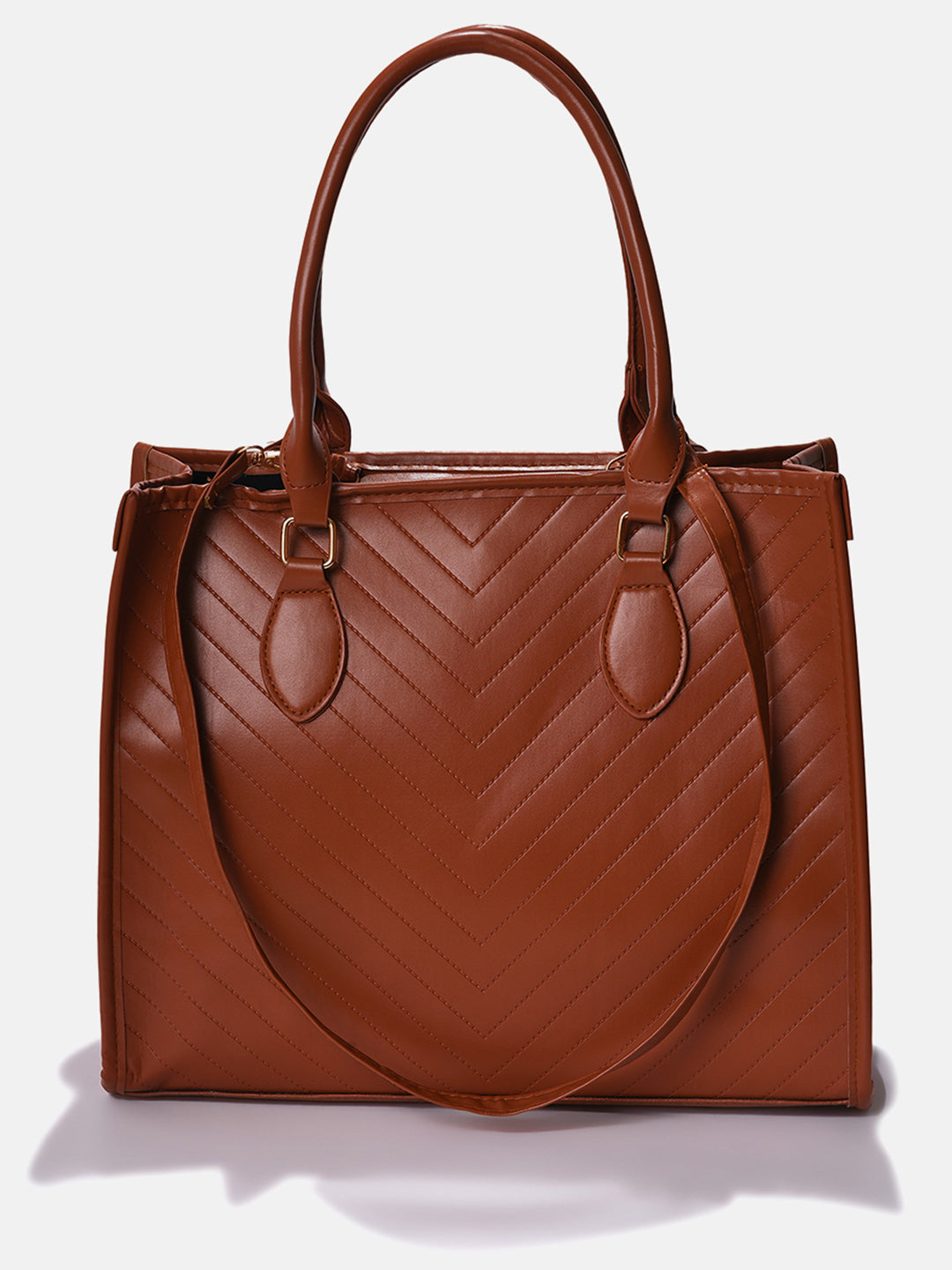 Diagonal Delight Brown Tote Bag