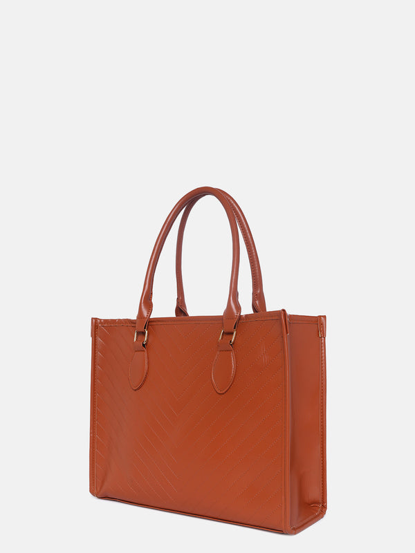 Diagonal Delight Brown Tote Bag