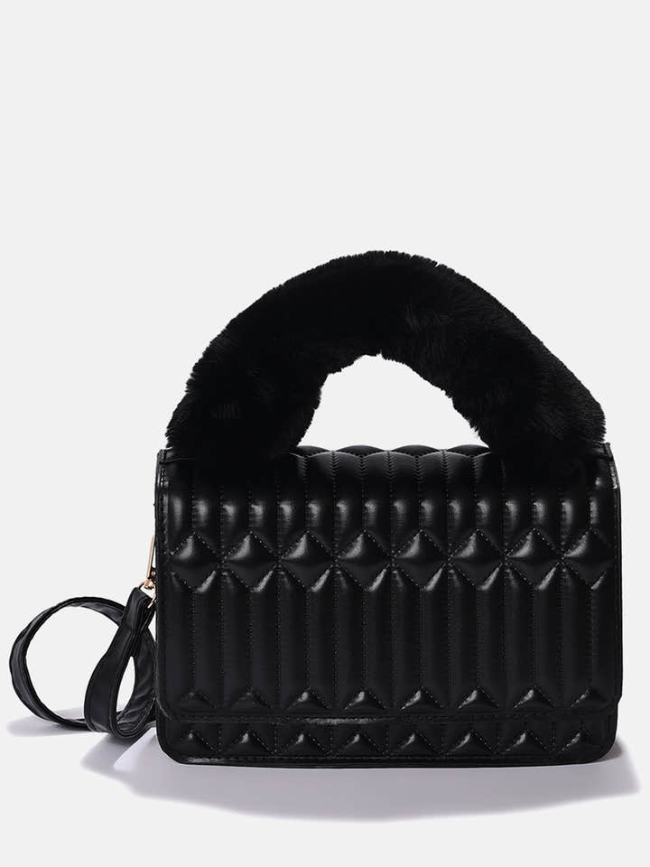 Textured Trendsetter Black Cross Body Bag