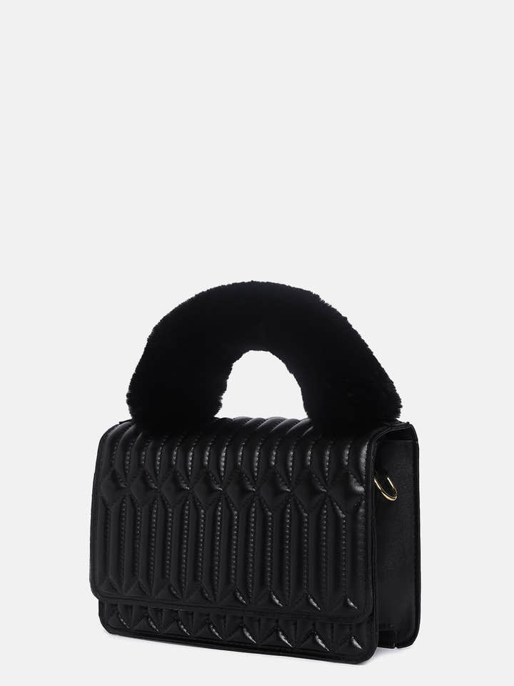 Textured Trendsetter Black Cross Body Bag