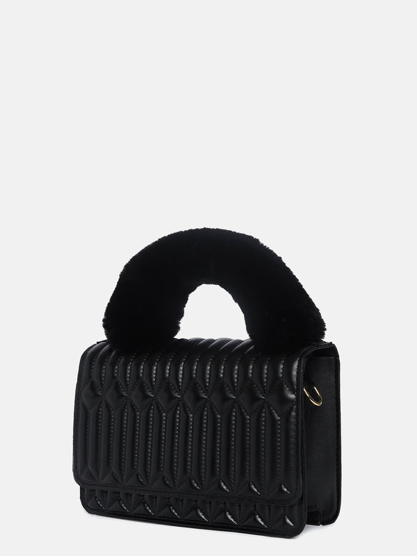 Textured Trendsetter Black Cross Body Bag