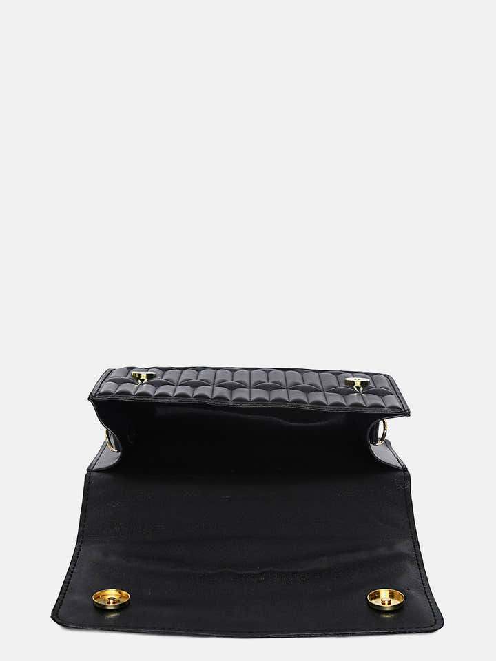 Textured Trendsetter Black Cross Body Bag