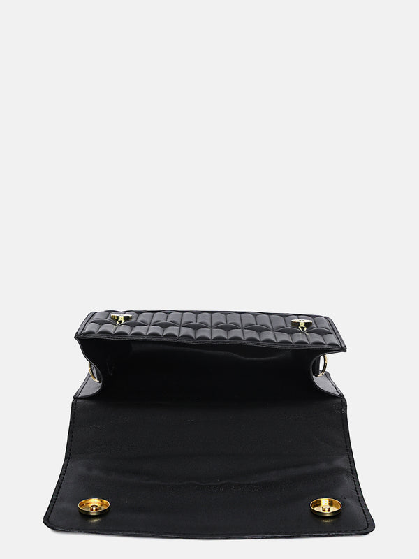 Textured Trendsetter Black Cross Body Bag
