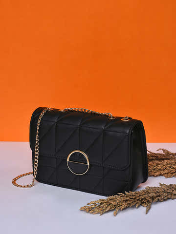 Obsidian Quilted Black & White Cross Body Bag