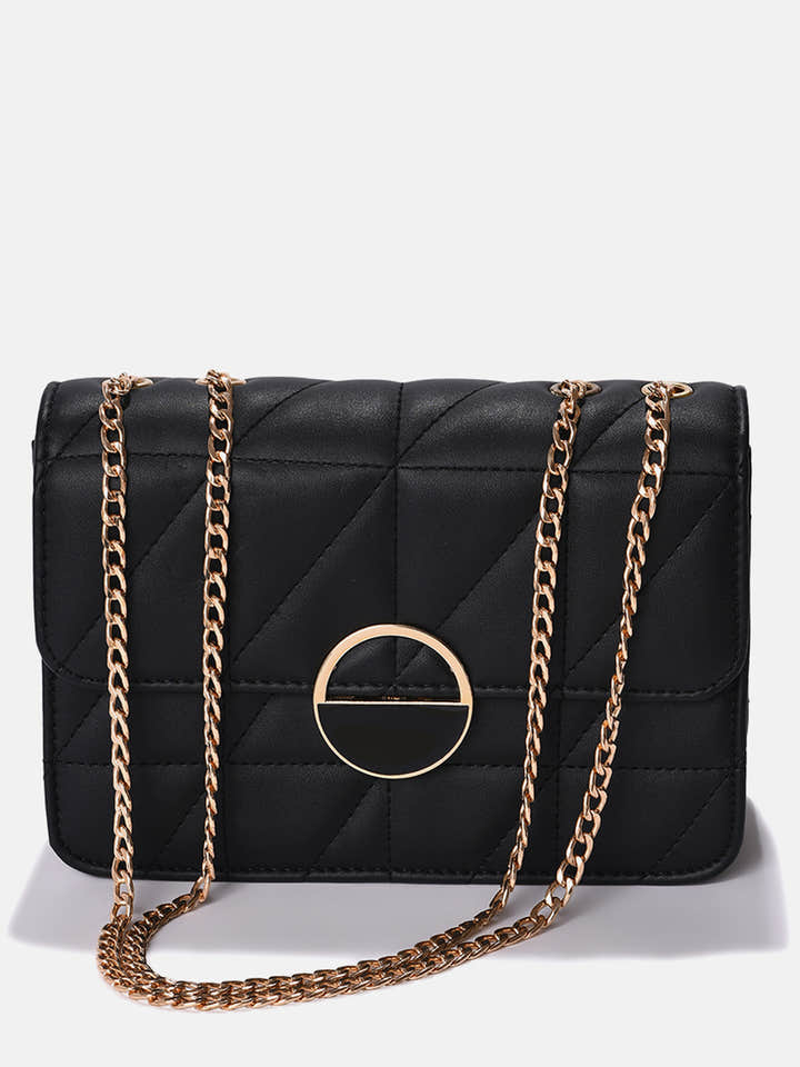 Obsidian Quilted Black & White Cross Body Bag