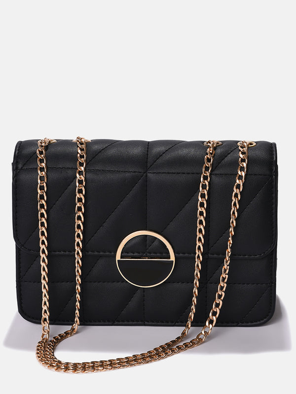 Obsidian Quilted Black & White Cross Body Bag