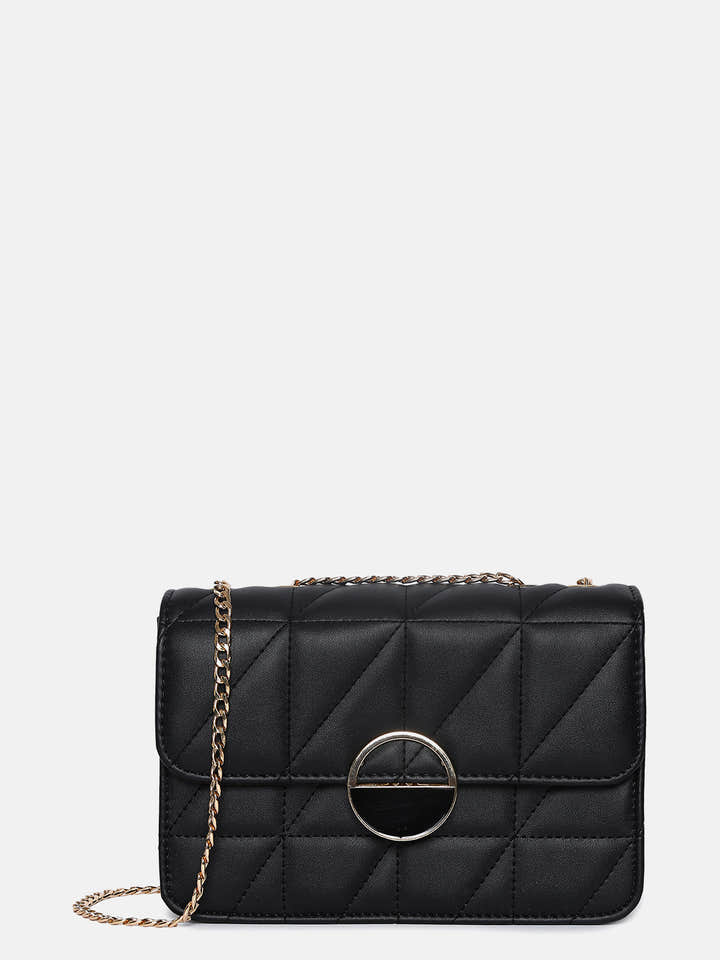 Obsidian Quilted Black & White Cross Body Bag