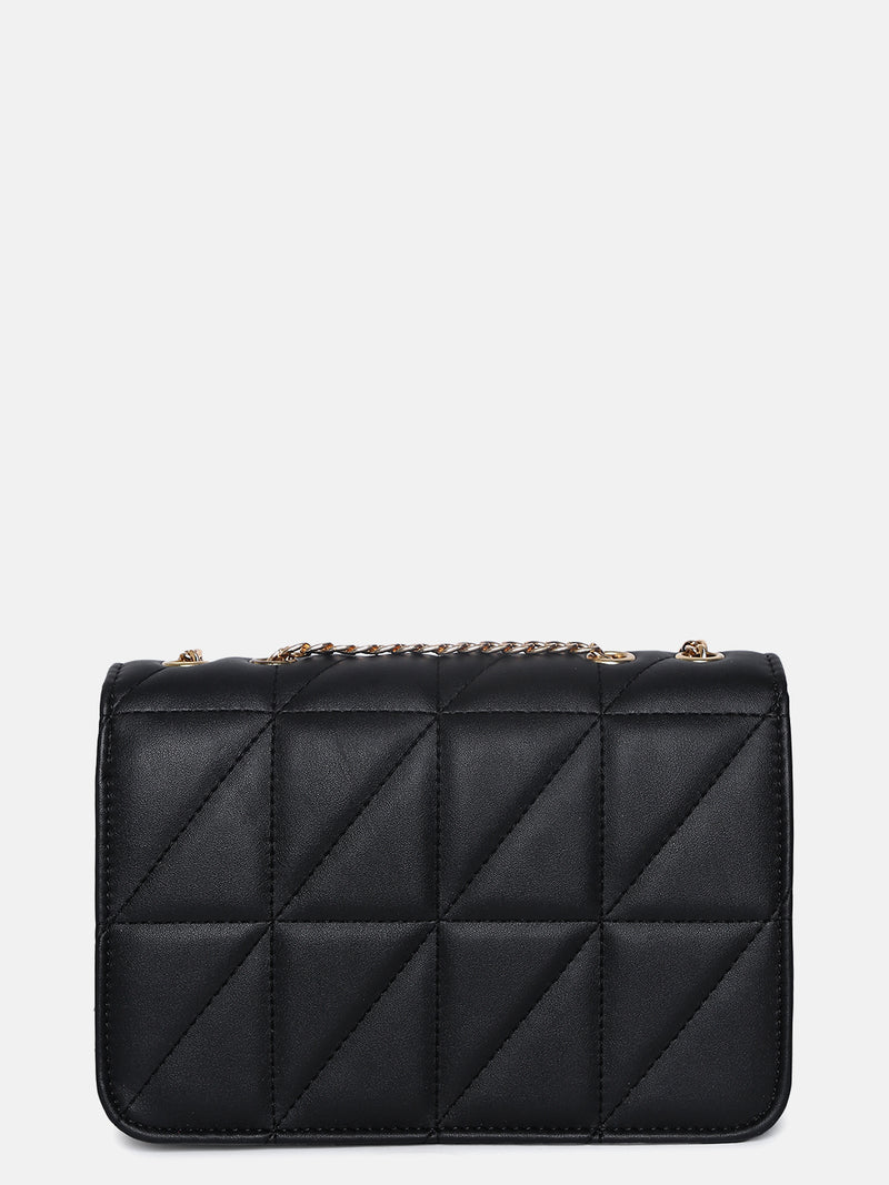 Obsidian Quilted Black & White Cross Body Bag