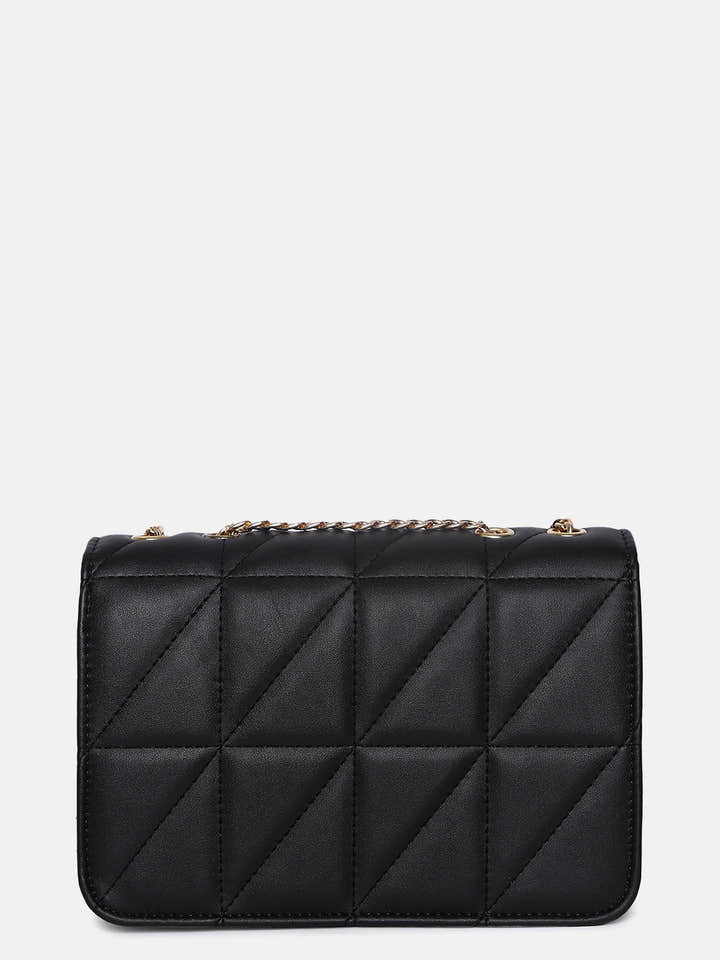 Obsidian Quilted Black & White Cross Body Bag