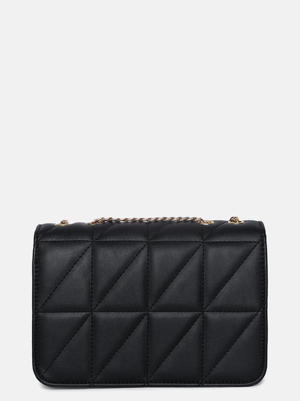 Obsidian Quilted Black & White Cross Body Bag