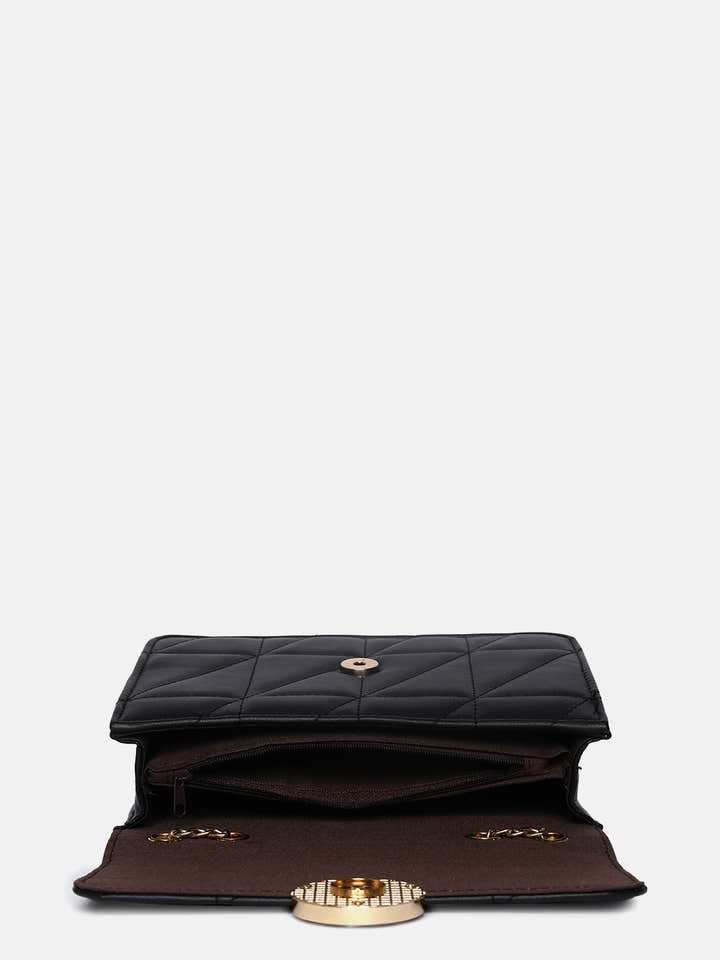 Obsidian Quilted Black & White Cross Body Bag