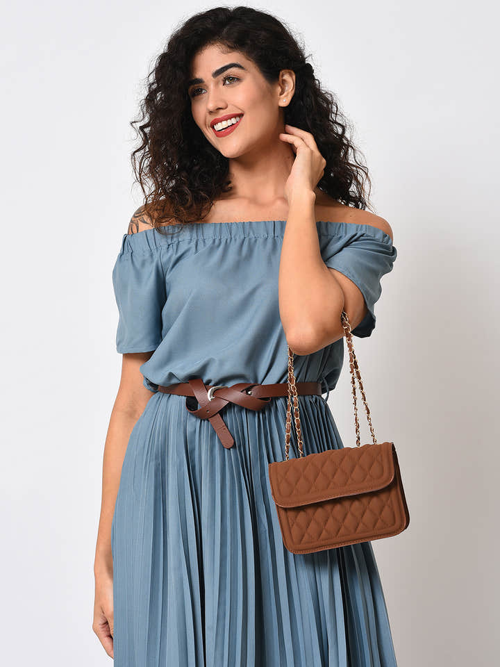 Quilted Quest Brown Cross Body Bag