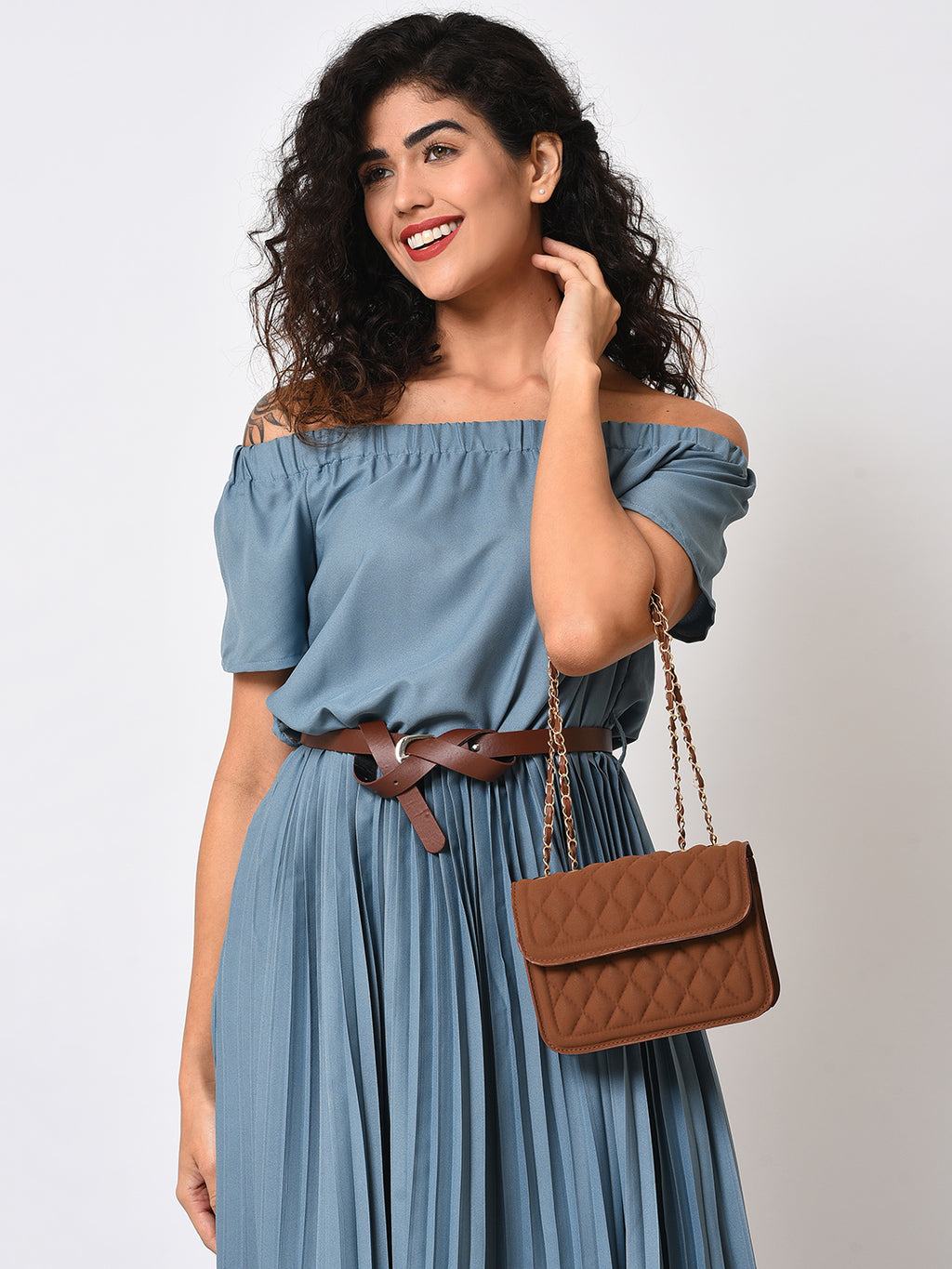 Quilted Quest Brown Cross Body Bag