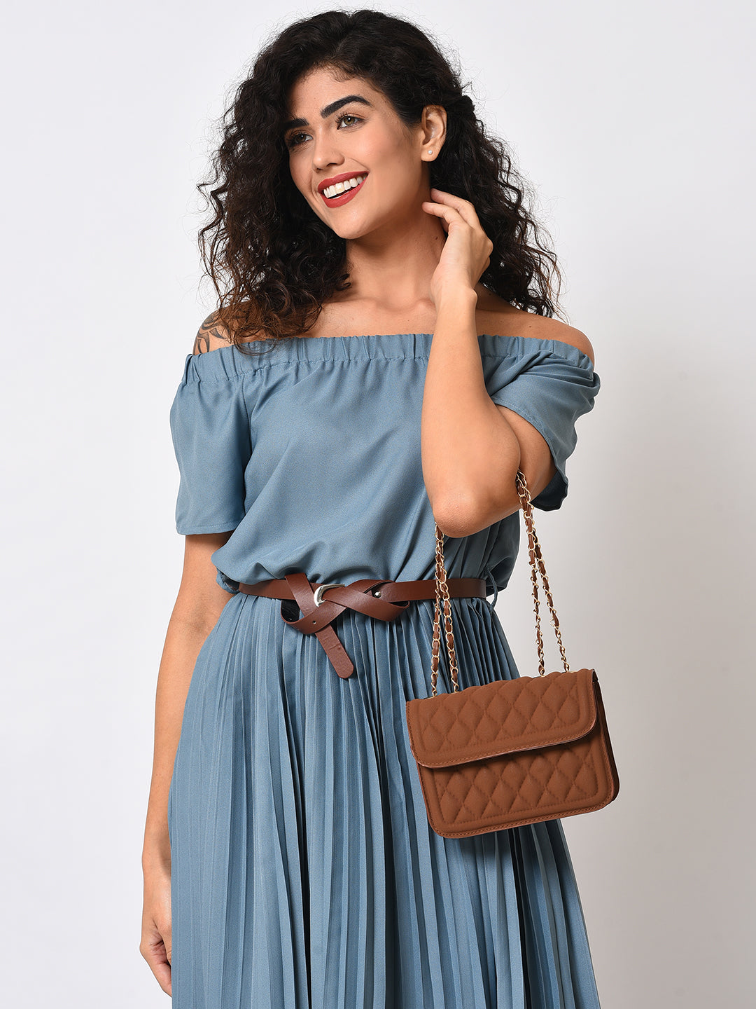 Quilted Quest Brown Cross Body Bag