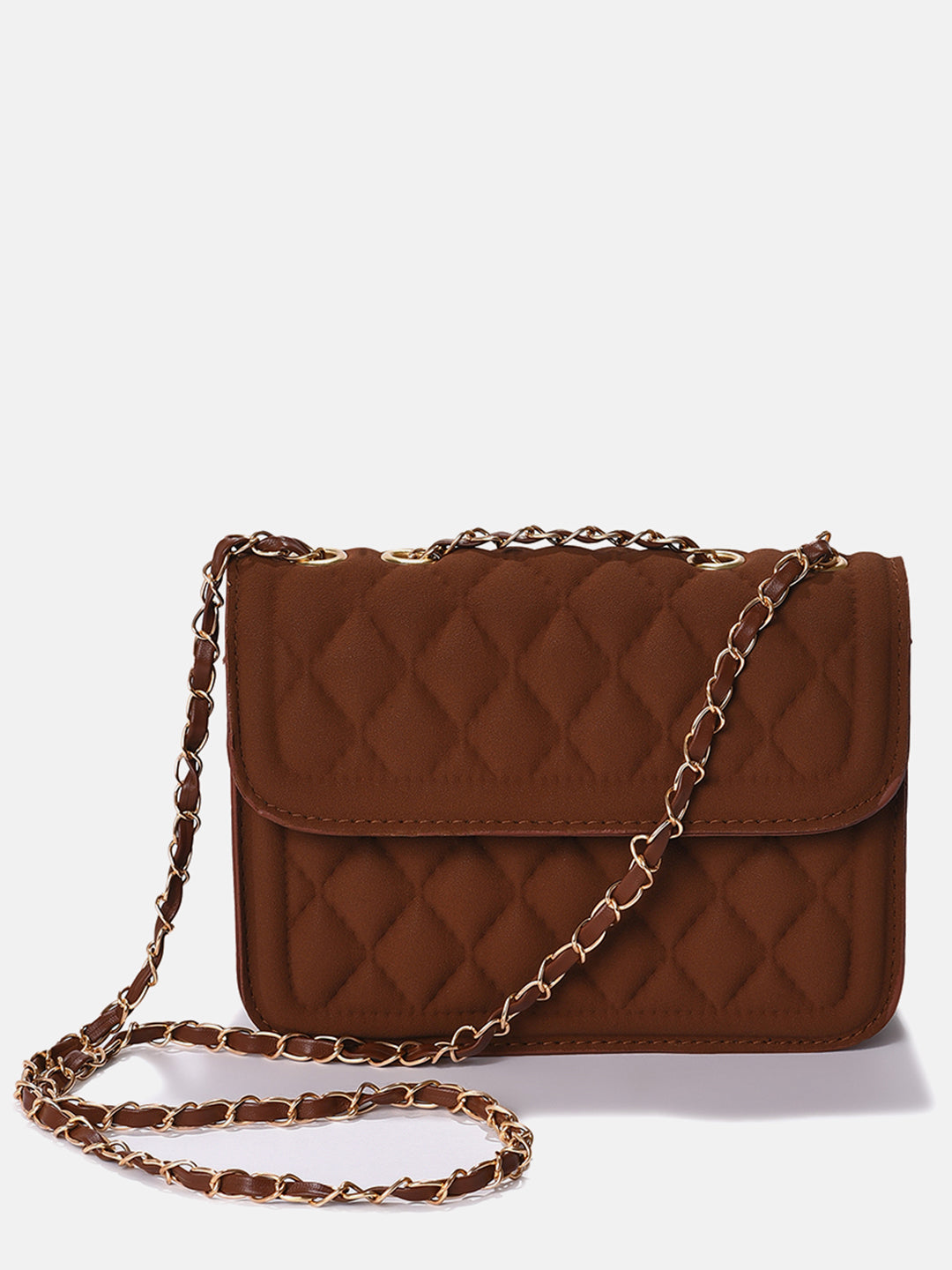 Quilted Quest Brown Cross Body Bag