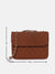 BROWN TEXTURED VEGAN LEATHER STRUCTURED SHOULDER BAG WITH QUILTED