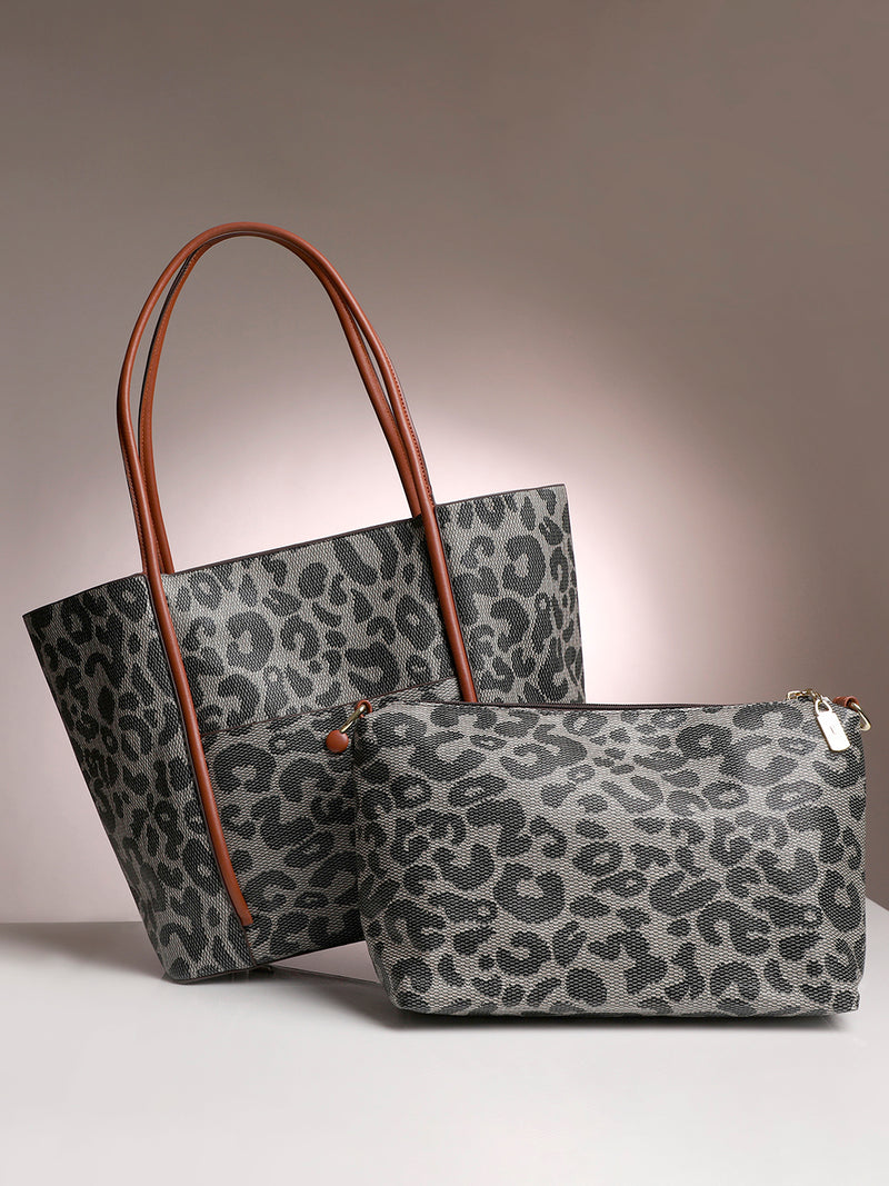 Leah Multicolor Tote Bag With Pouch Set