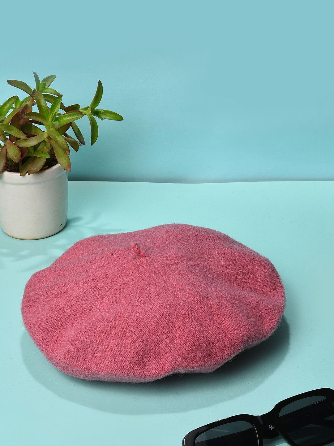 Pink Solid Vintage French Beret Hat