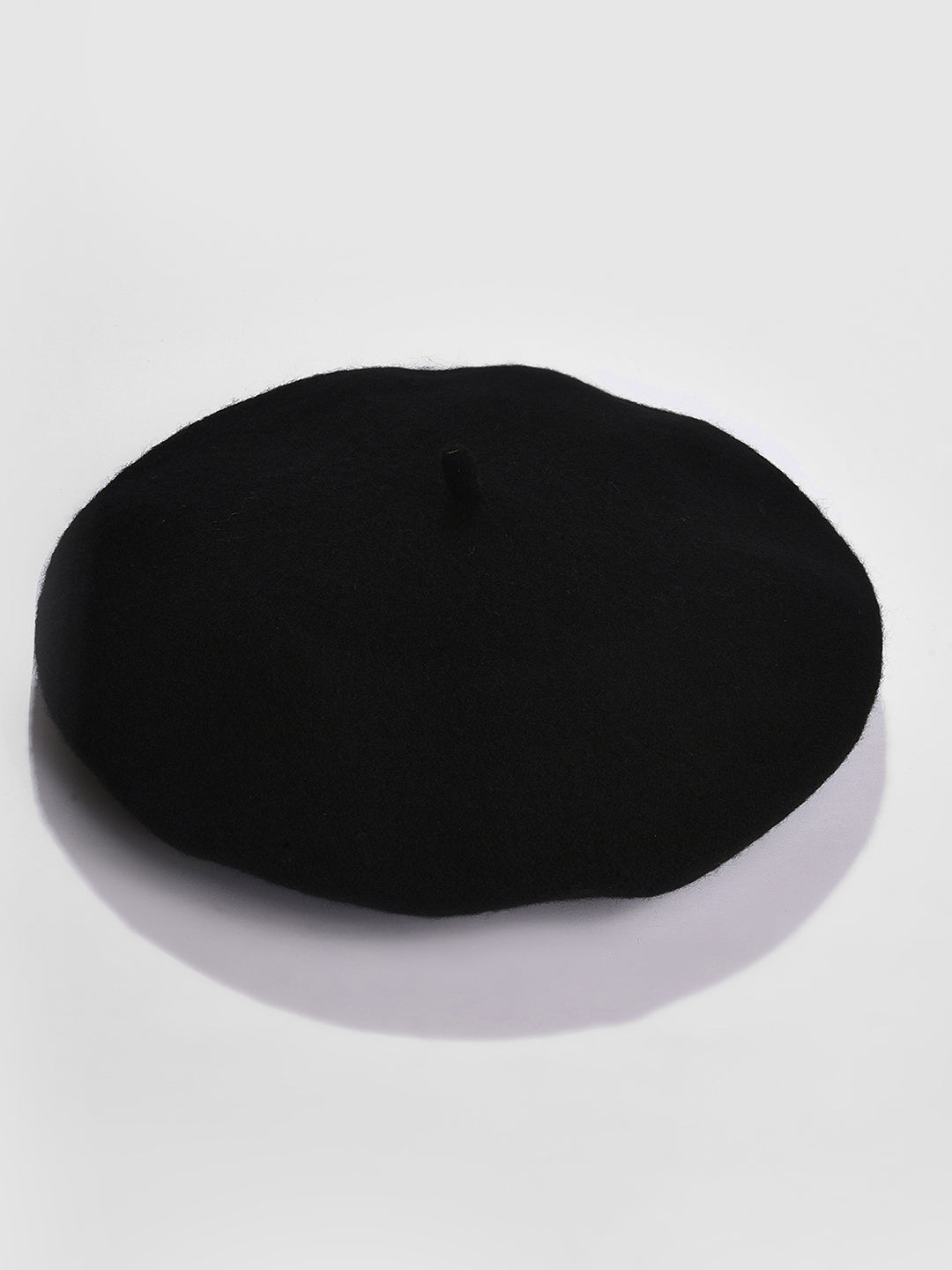 Black Solid Vintage French Beret Hat