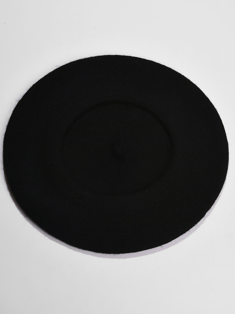 WOMEN BLACK SOLID VINTAGE FRENCH BERET HAT