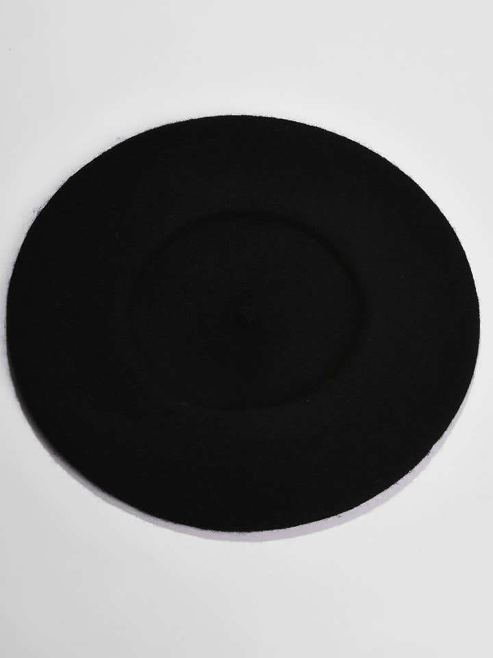 WOMEN BLACK SOLID VINTAGE FRENCH BERET HAT