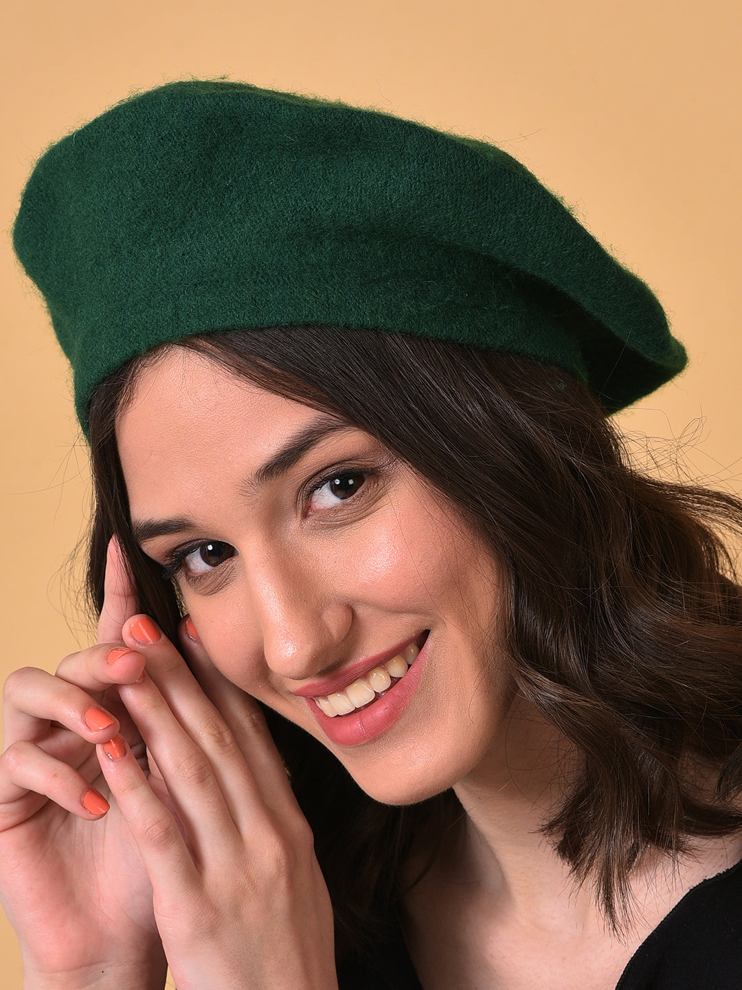 Green Solid Vintage French Beret Hat