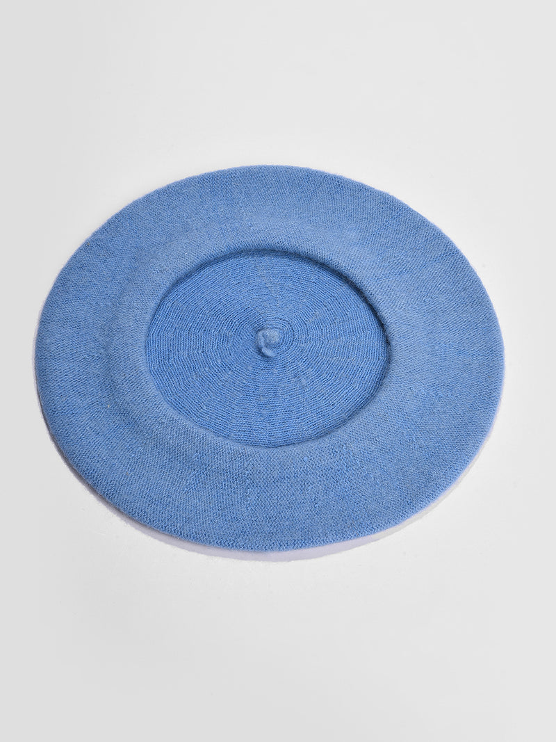 WOMEN BLUE WHITE SOLID VINTAGE FRENCH BERET HAT
