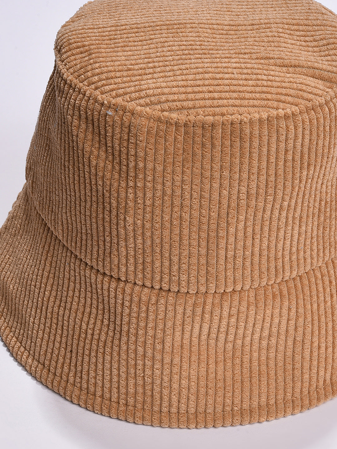 WOMEN BEIGE SOLID CORDUROY BUCKET HAT