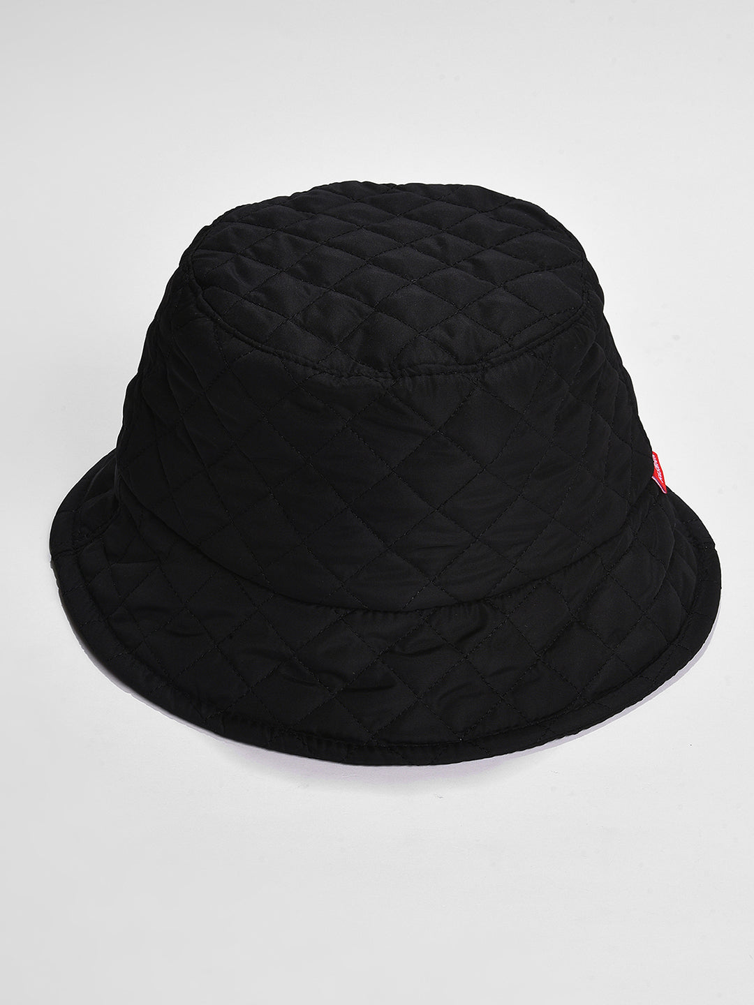 Black Solid Quilted Bucket Hat