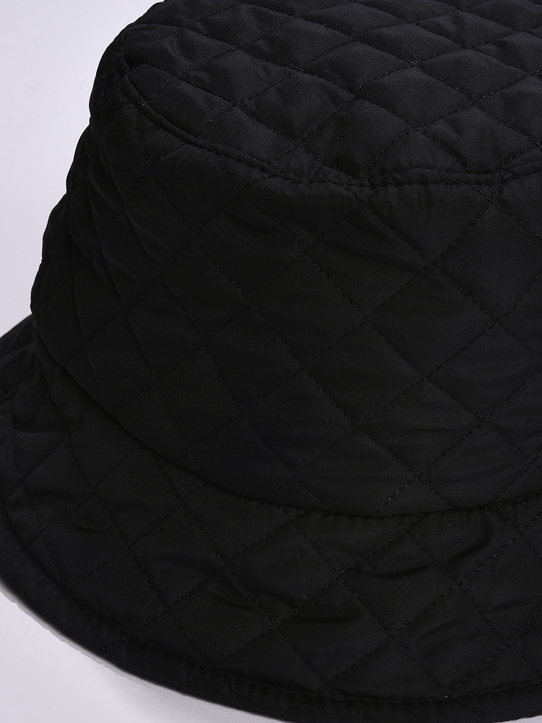 WOMEN BLACK SOLID QUILTED BUCKET HAT