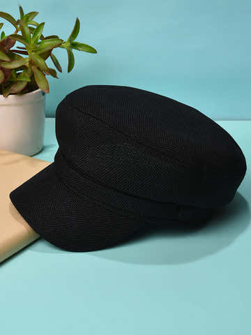 Black Solid Bakerboy Hat