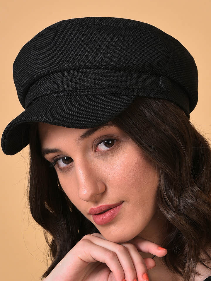 Black Solid Bakerboy Hat