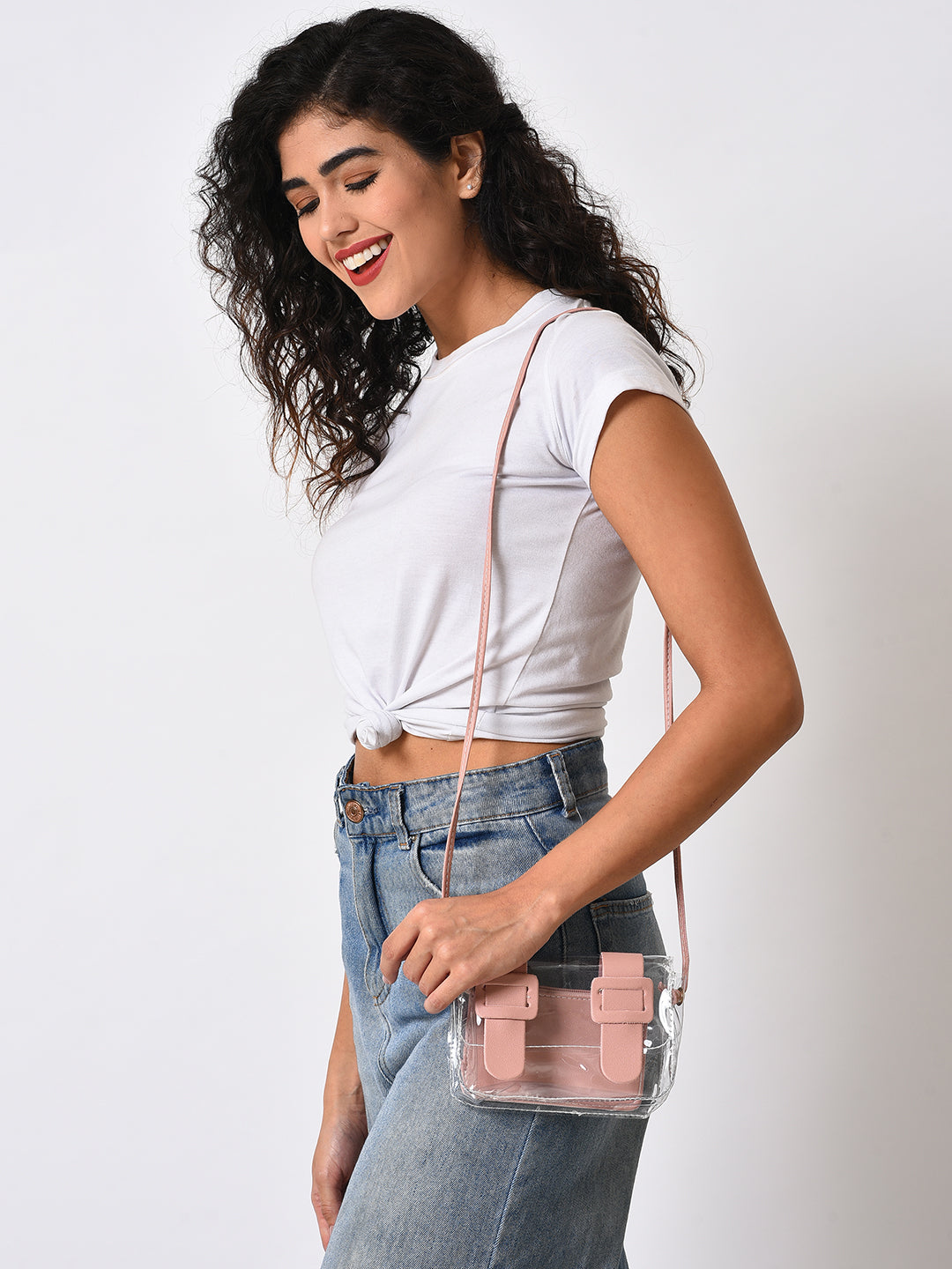 Pink Buckle Cross Body Bag