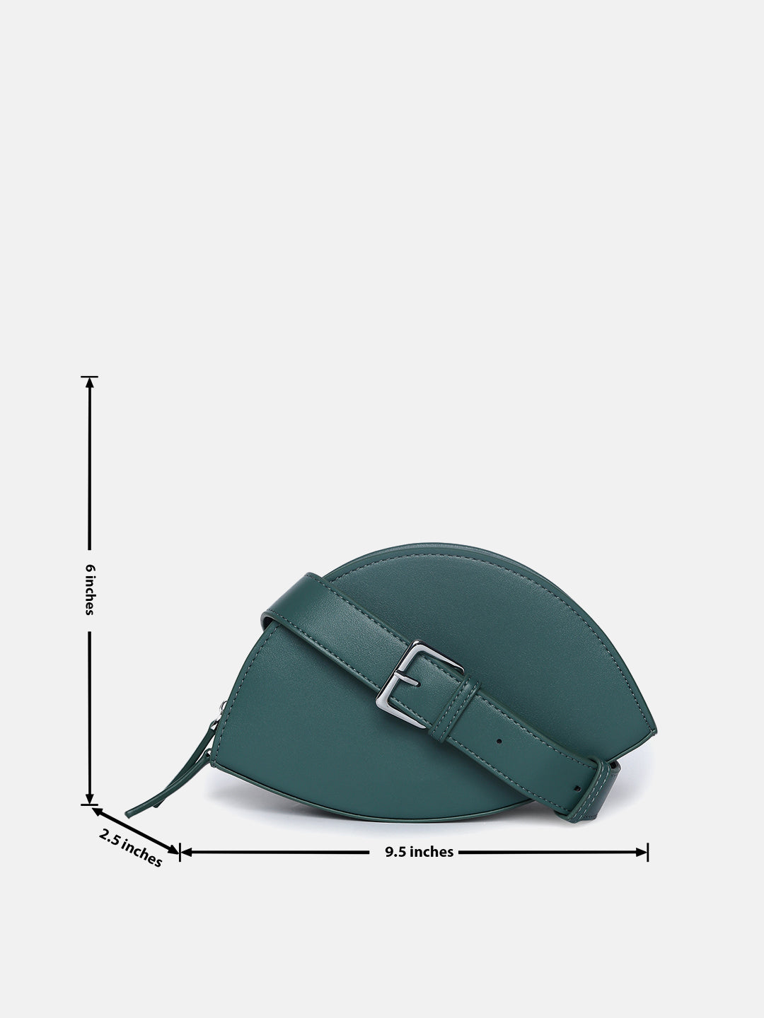 Green Vegan Leather Structured Sling Bag With Tasselled