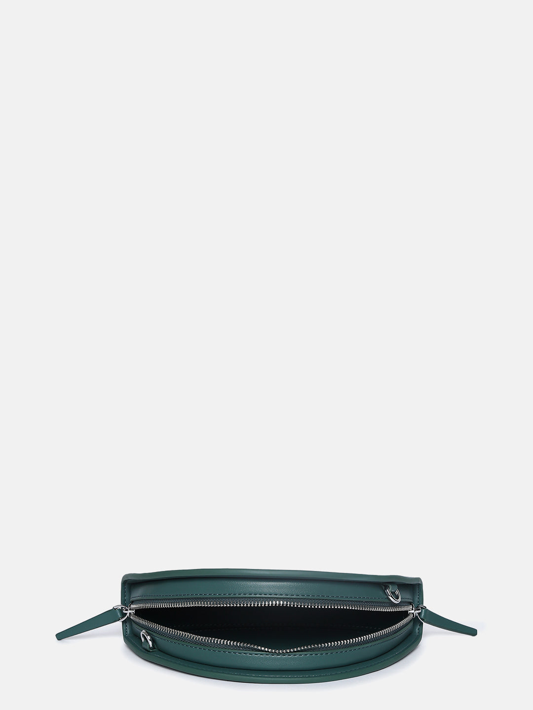 GREEN VEGAN LEATHER STRUCTURED SLING BAG WITH TASSELLED