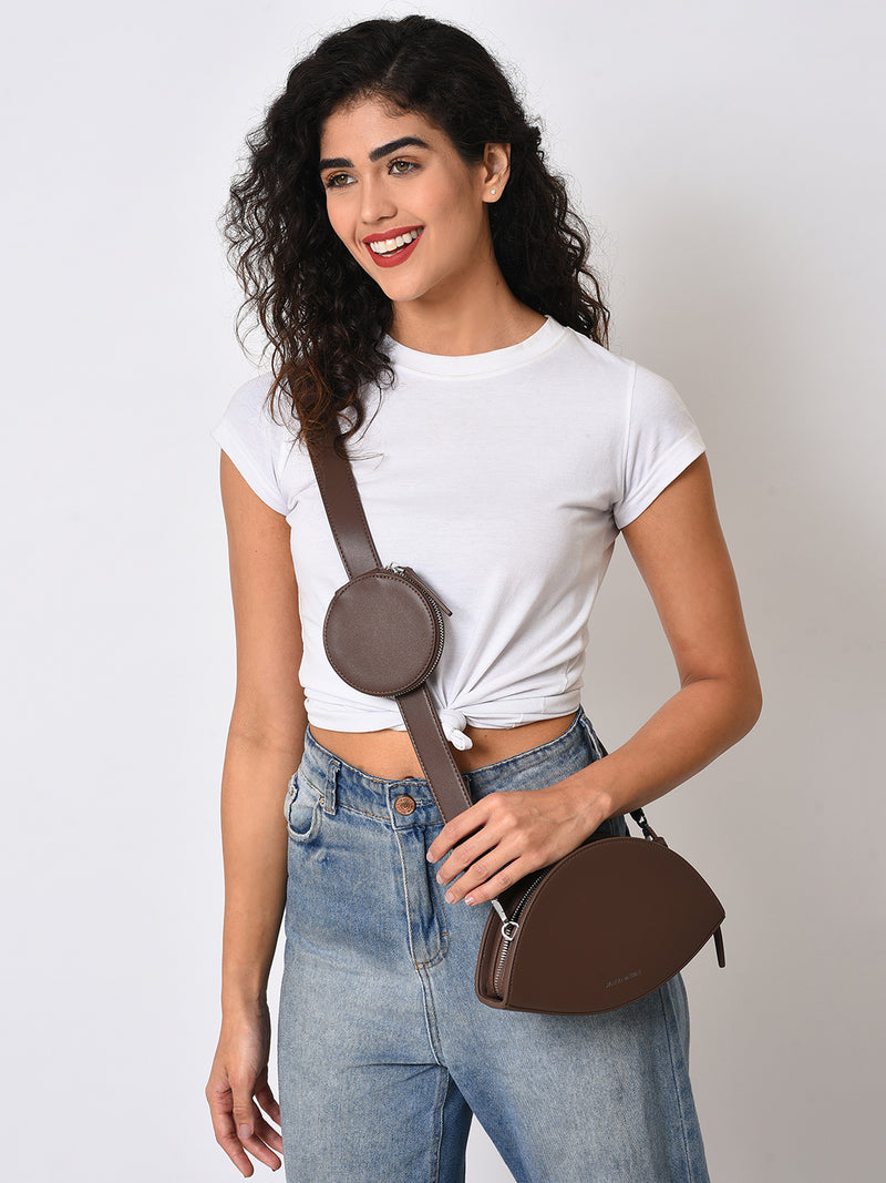 Lana Brown Cross Body Bag With Pouch