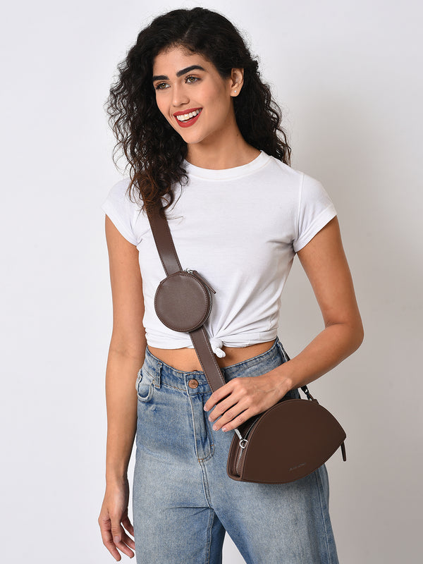 Lana Brown Cross Body Bag With Pouch