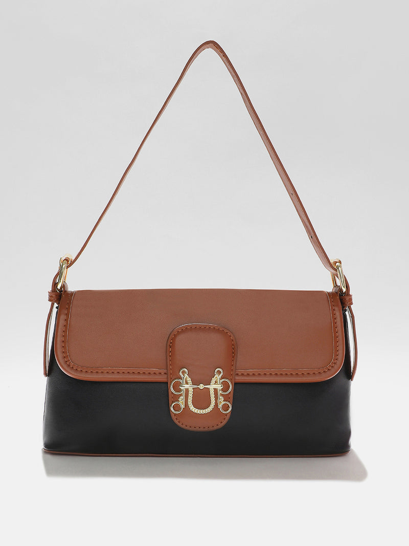 Dual-Tone Delight Black & Brown Hand Bag
