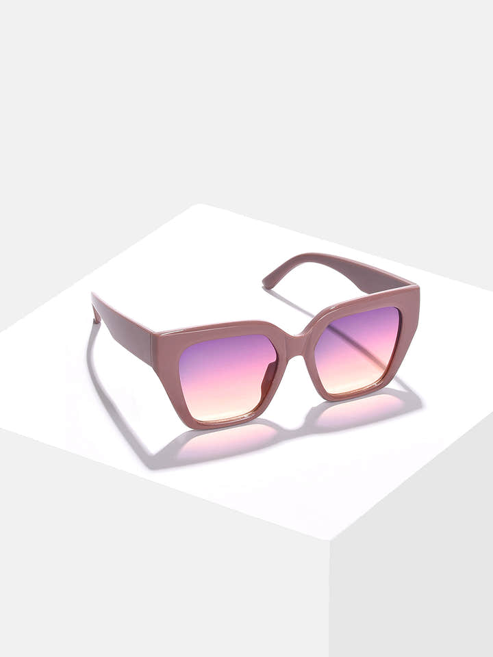 Mirrored Lens Brown Butterfly Sunglasses