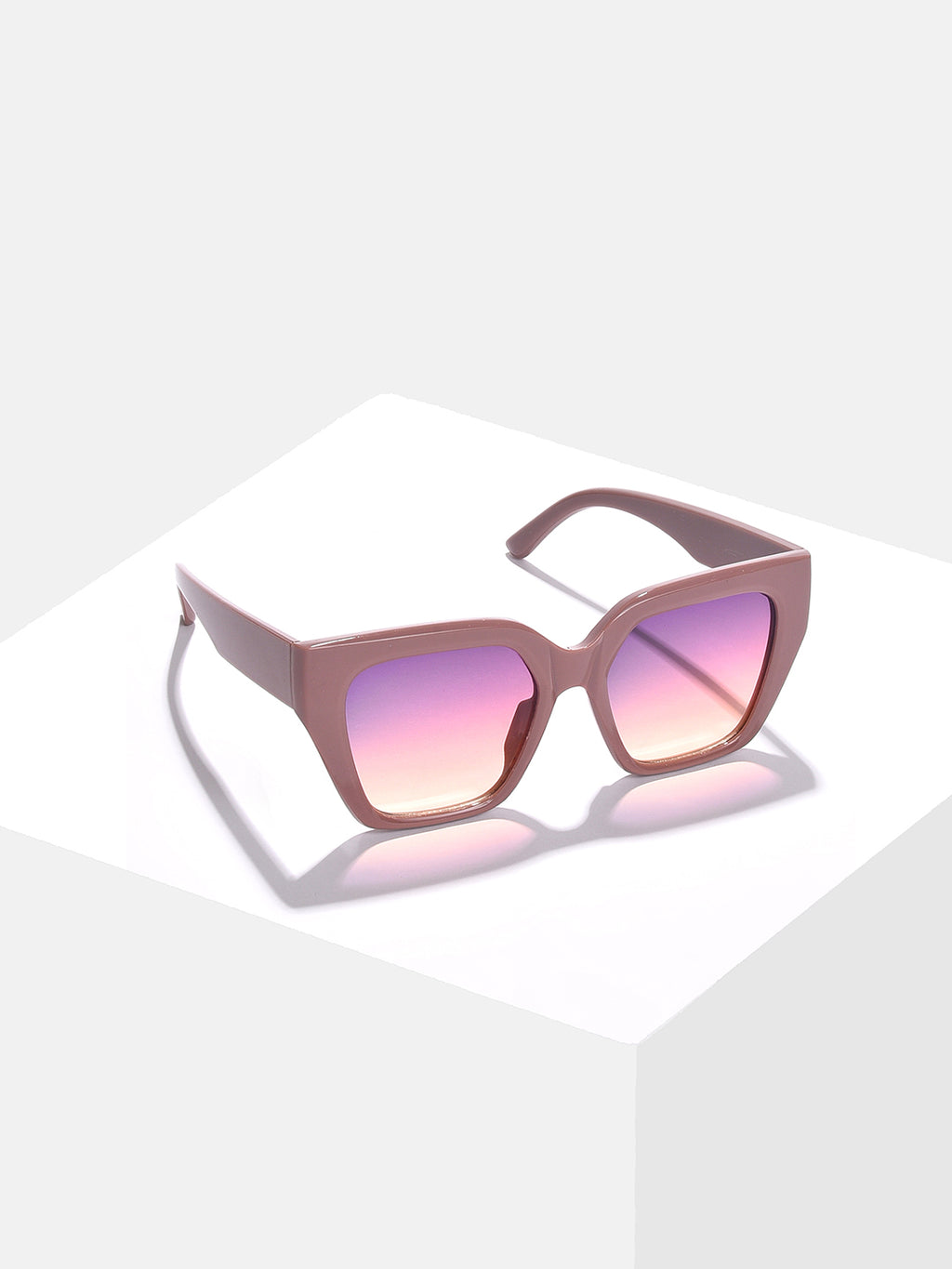 Mirrored Lens Brown Butterfly Sunglasses