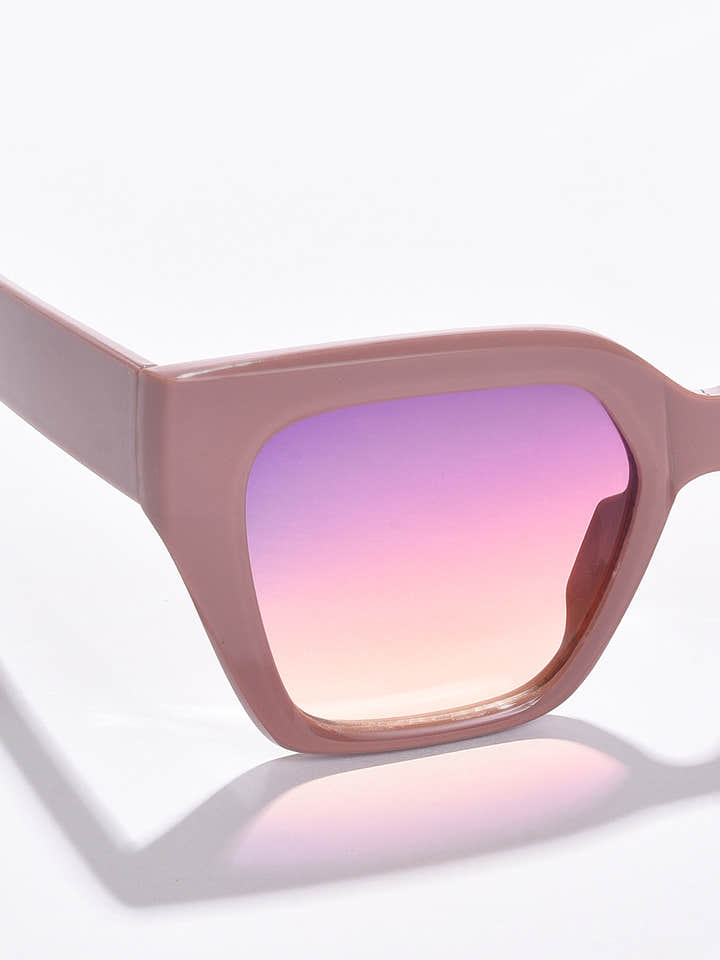 Mirrored Lens Brown Butterfly Sunglasses